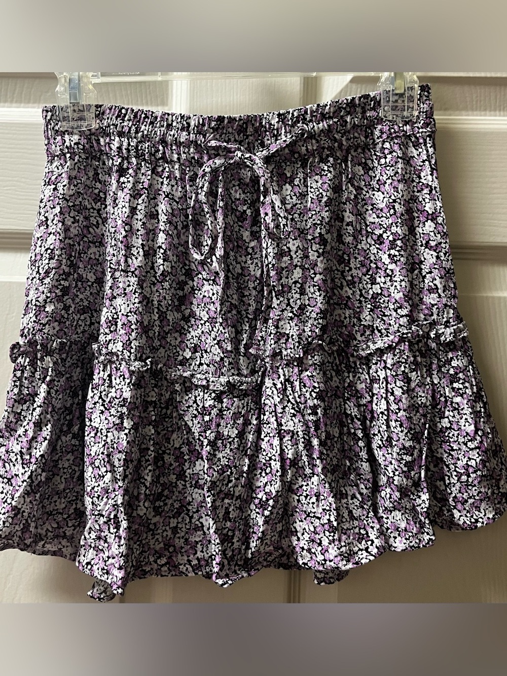 Zara Floral Tiered Mini Skirt - Purple